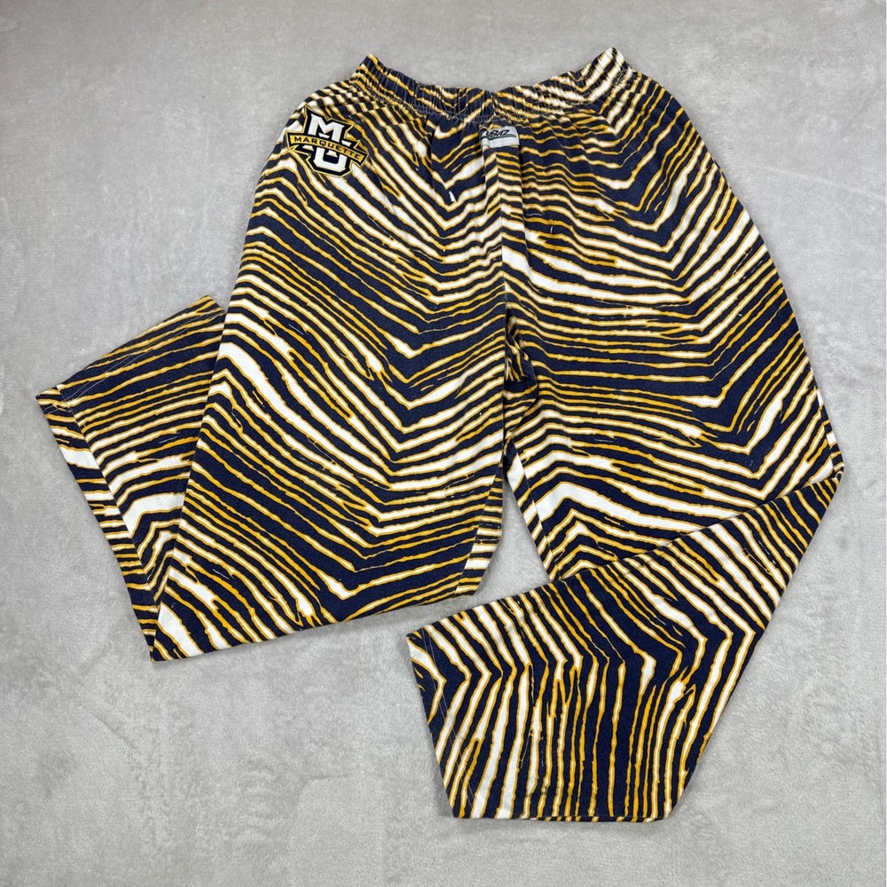 Marquette Golden Eagles Zubaz Pants Men Large Blue Gold Zebra Print Athletic 90s